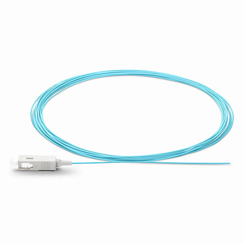 SFPS 1m (3ft) Fiber Pigtail, SC UPC to Unterminated, Simplex, OM3 Multimode, PVC (Unrated), 0.9mm, Aqua