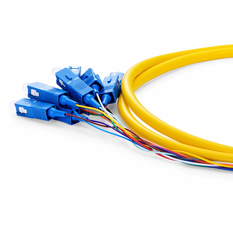 SFPS 1.5m (5ft) Fiber Pigtail, SC UPC to Unterminated, 12 Fibers, Bunch, OS2 Single Mode, PVC (Unrated), 0.9mm, Yellow