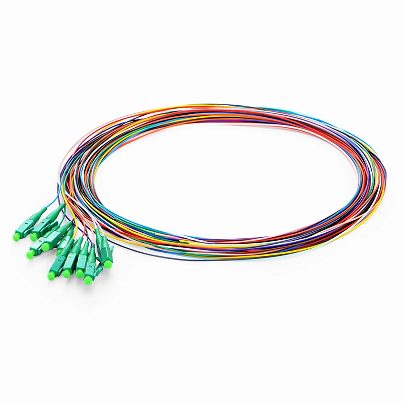 SFPS 2m (7ft) Fiber Pigtail, LC APC to Unterminated, 12 Fibers, Unjacketed Color-Coded, OS2 Single Mode, PVC (Unrated), 0.9mm, 12-Color