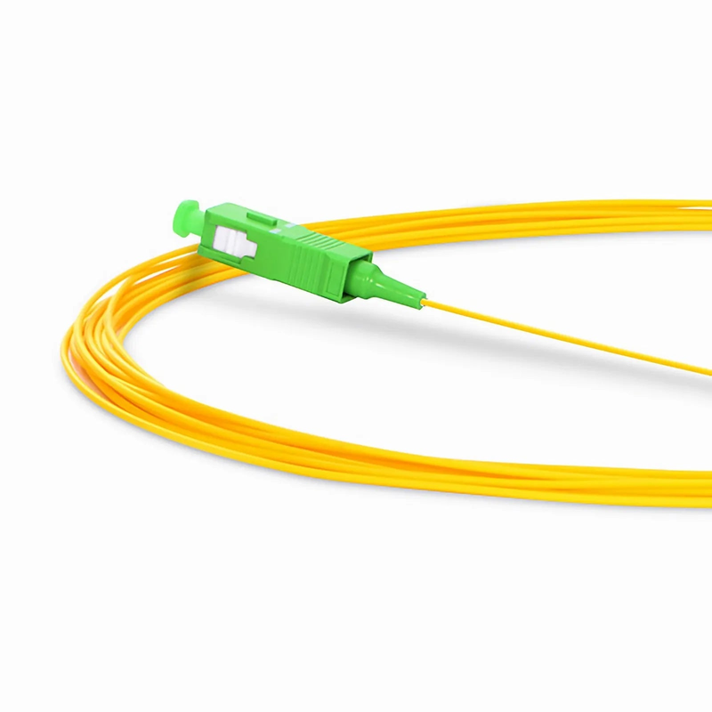 SFPS 1m (3ft) Fiber Pigtail, SC APC to Unterminated, Simplex, OS2 Single Mode, PVC (Unrated), 0.9mm, Yellow