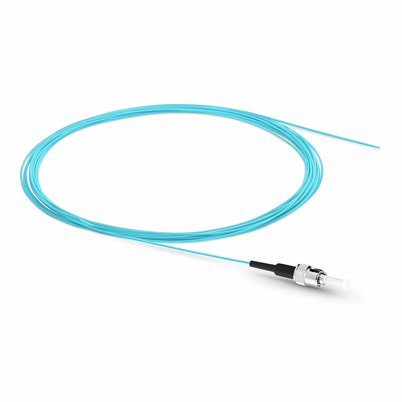 SFPS 2m (7ft) Fiber Pigtail, ST UPC to Unterminated, Simplex, OM3 Multimode, PVC (Unrated), 0.9mm, Aqua
