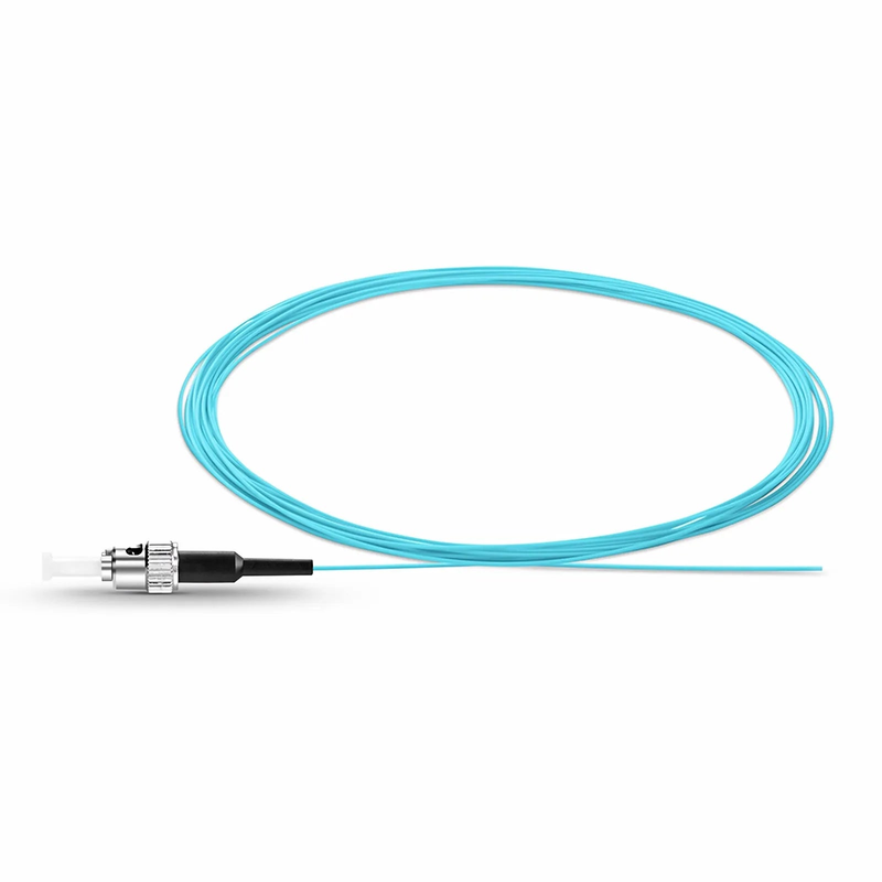 SFPS 2m (7ft) Fiber Pigtail, ST UPC to Unterminated, Simplex, OM3 Multimode, PVC (Unrated), 0.9mm, Aqua