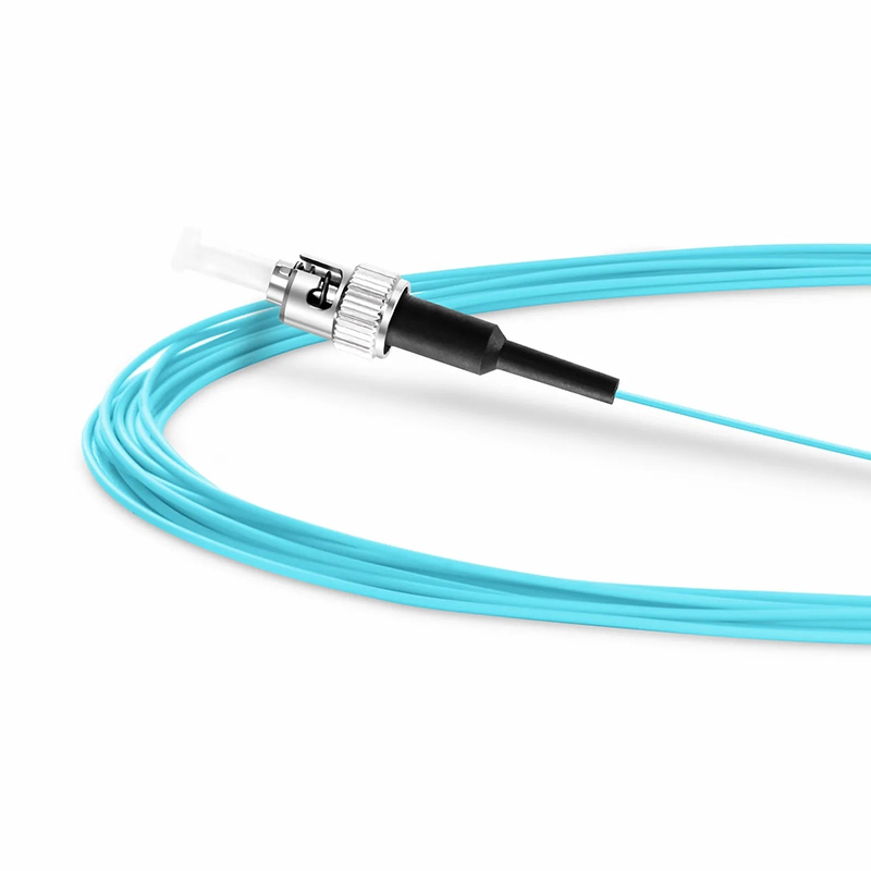 SFPS 2m (7ft) Fiber Pigtail, ST UPC to Unterminated, Simplex, OM3 Multimode, PVC (Unrated), 0.9mm, Aqua