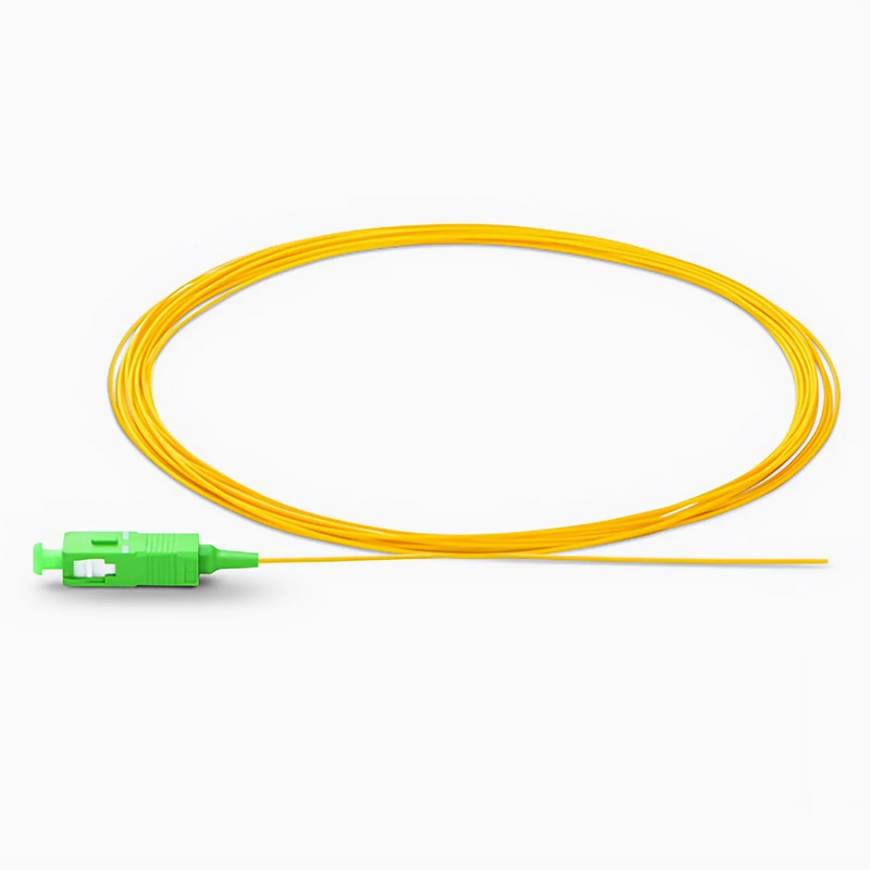 SFPS 1m (3ft) Fiber Pigtail, SC APC to Unterminated, Simplex, OS2 Single Mode, PVC (Unrated), 0.9mm, Yellow