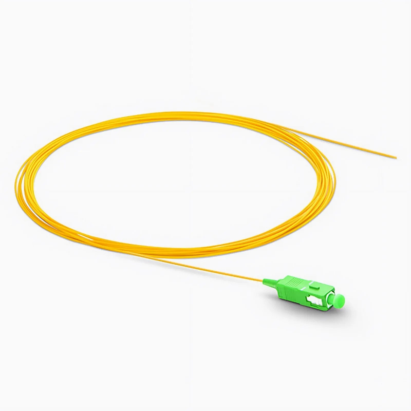 SFPS 1m (3ft) Fiber Pigtail, SC APC to Unterminated, Simplex, OS2 Single Mode, PVC (Unrated), 0.9mm, Yellow