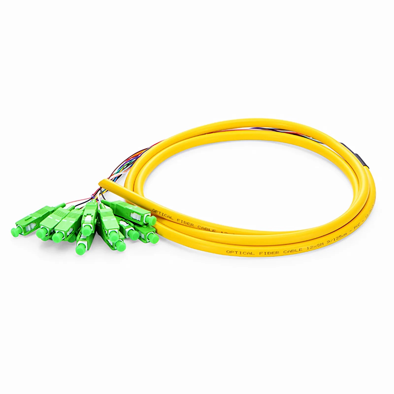 SFPS 1.5m (5ft) Fiber Pigtail, SC APC to Unterminated, 12 Fibers, Bunch, OS2 Single Mode, PVC (Unrated), 0.9mm, Yellow