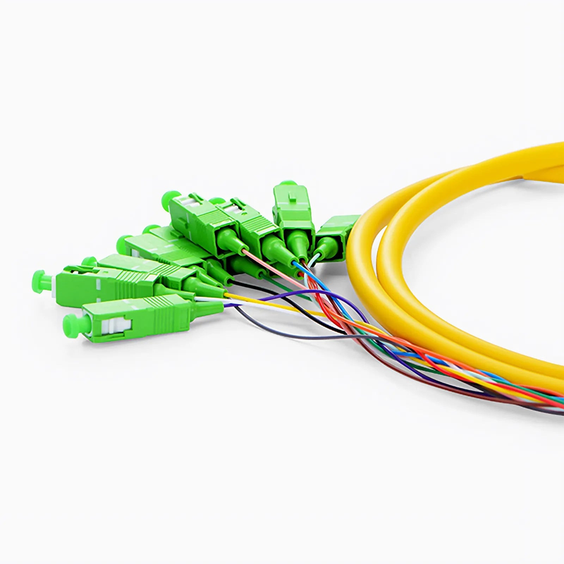 SFPS 1.5m (5ft) Fiber Pigtail, SC APC to Unterminated, 12 Fibers, Bunch, OS2 Single Mode, PVC (Unrated), 0.9mm, Yellow
