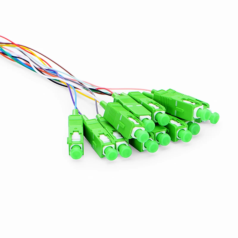 SFPS 1.5m (5ft) Fiber Pigtail, SC APC to Unterminated, 12 Fibers, Bunch, OS2 Single Mode, PVC (Unrated), 0.9mm, Yellow