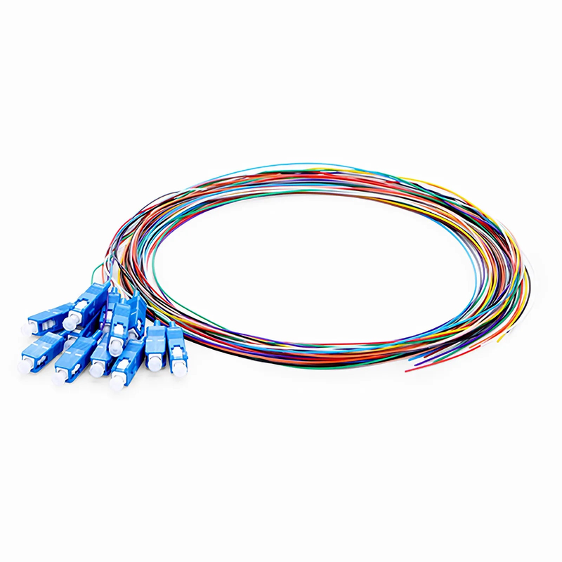 SFPS 1m (3ft) Fiber Pigtail, SC UPC to Unterminated, 12 Fibers, Unjacketed Color-Coded, OS2 Single Mode, PVC (Unrated), 0.9mm, 12-Color