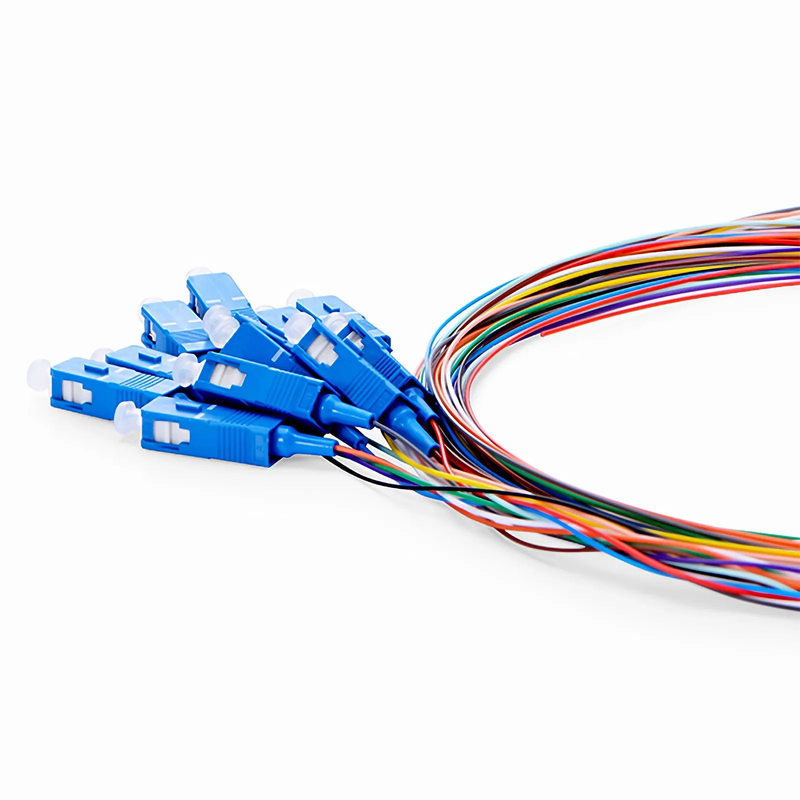 SFPS 1m (3ft) Fiber Pigtail, SC UPC to Unterminated, 12 Fibers, Unjacketed Color-Coded, OS2 Single Mode, PVC (Unrated), 0.9mm, 12-Color