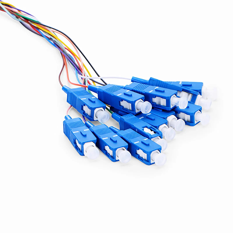 SFPS 1m (3ft) Fiber Pigtail, SC UPC to Unterminated, 12 Fibers, Unjacketed Color-Coded, OS2 Single Mode, PVC (Unrated), 0.9mm, 12-Color