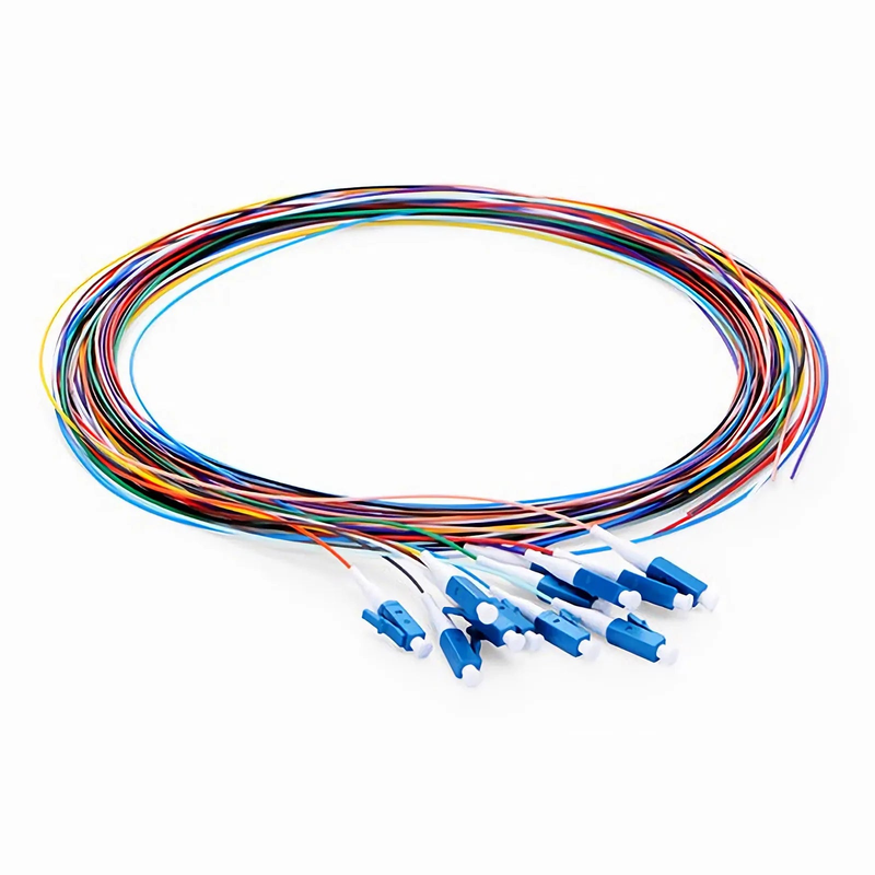 SFPS 1m (3ft) Fiber Pigtail, LC UPC to Unterminated, 12 Fibers, Unjacketed Color-Coded, OS2 Single Mode, PVC (Unrated), 0.9mm, 12-Color