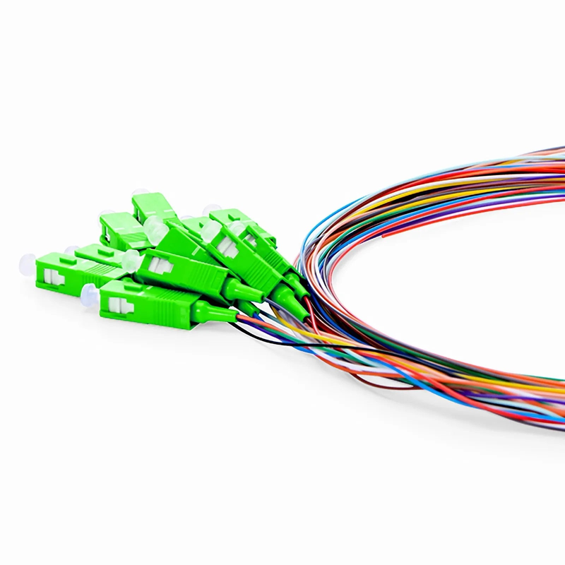 SFPS 2m (7ft) Fiber Pigtail, SC APC to Unterminated, 12 Fibers, Unjacketed Color-Coded, OS2 Single Mode, PVC (Unrated), 0.9mm, 12-Color