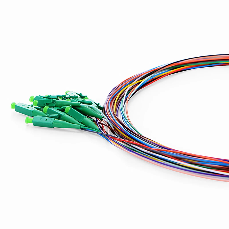 SFPS 1m (3ft) Fiber Pigtail, LC APC to Unterminated, 12 Fibers, Unjacketed Color-Coded, OS2 Single Mode, PVC (Unrated), 0.9mm, 12-Color