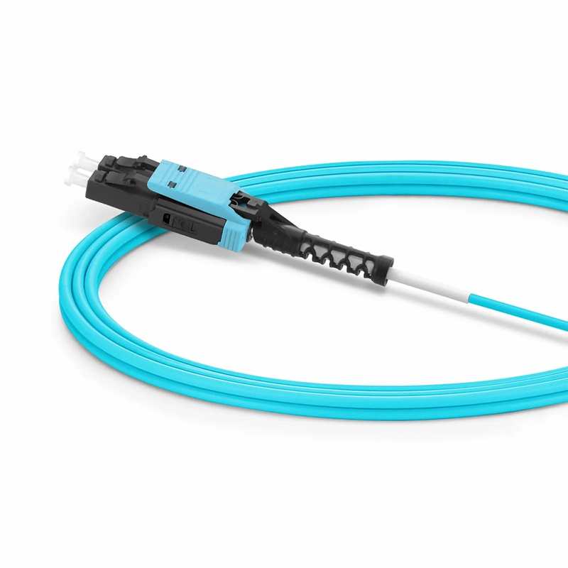 SFPS 3m (10ft) Fiber Patch Cable, 2 Fibers, LC UPC Duplex to LC UPC Duplex Flat Clip with Push-Pull Boot Uniboot, Multimode (OM4), Riser (OFNR), 2.0mm, Aqua