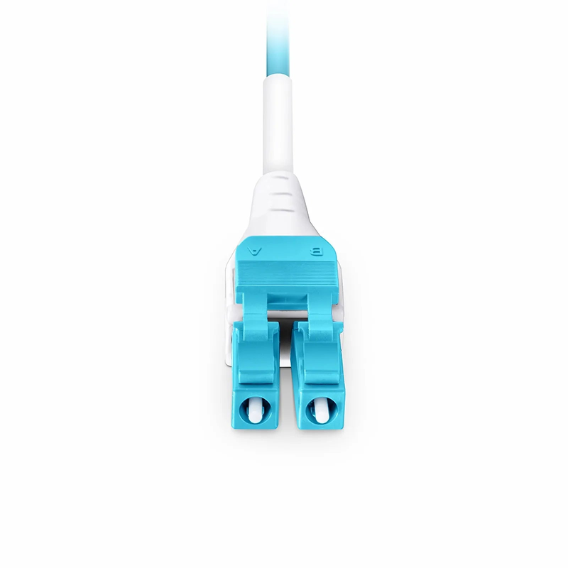 SFPS 1m (3ft) Fiber Patch Cable, 2 Fibers, LC UPC Duplex to LC UPC Duplex Flat Clip Uniboot, Multimode (OM4), LSZH, 2.0mm, Aqua