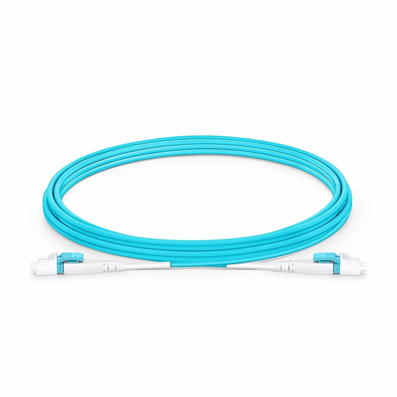 SFPS 3m (10ft) Fiber Patch Cable, 2 Fibers, LC UPC Duplex to LC UPC Duplex Flat Clip Uniboot, Multimode (OM4), LSZH, 2.0mm, Aqua