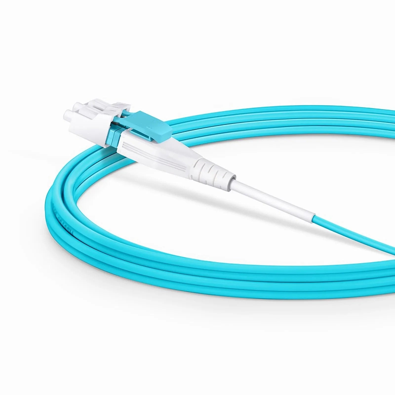 SFPS 3m (10ft) Fiber Patch Cable, 2 Fibers, LC UPC Duplex to LC UPC Duplex Flat Clip Uniboot, Multimode (OM4), LSZH, 2.0mm, Aqua