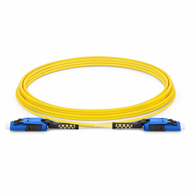 SFPS 15m (49ft) Fiber Patch Cable, 2 Fibers, LC UPC Duplex to LC UPC Duplex Flat Clip with Push-Pull Boot Uniboot, Single Mode (OS2), Riser (OFNR), 2.0mm, Yellow