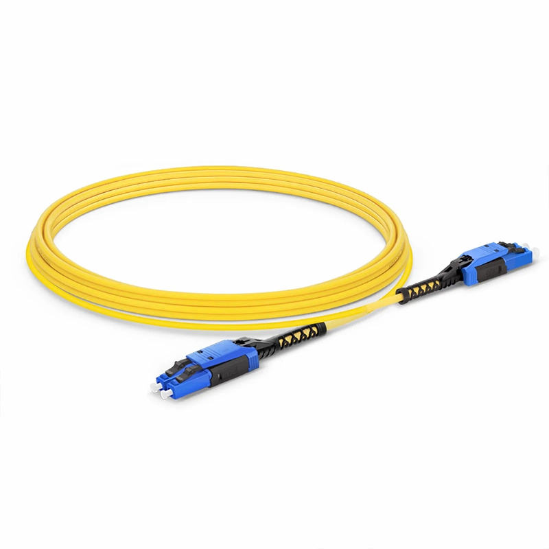 SFPS 15m (49ft) Fiber Patch Cable, 2 Fibers, LC UPC Duplex to LC UPC Duplex Flat Clip with Push-Pull Boot Uniboot, Single Mode (OS2), Riser (OFNR), 2.0mm, Yellow