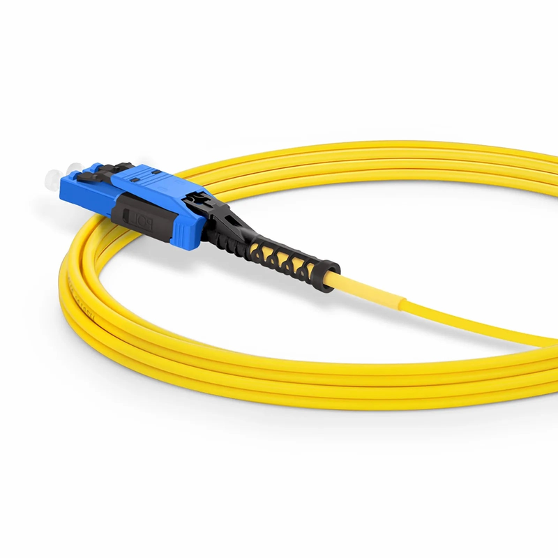SFPS 15m (49ft) Fiber Patch Cable, 2 Fibers, LC UPC Duplex to LC UPC Duplex Flat Clip with Push-Pull Boot Uniboot, Single Mode (OS2), Riser (OFNR), 2.0mm, Yellow