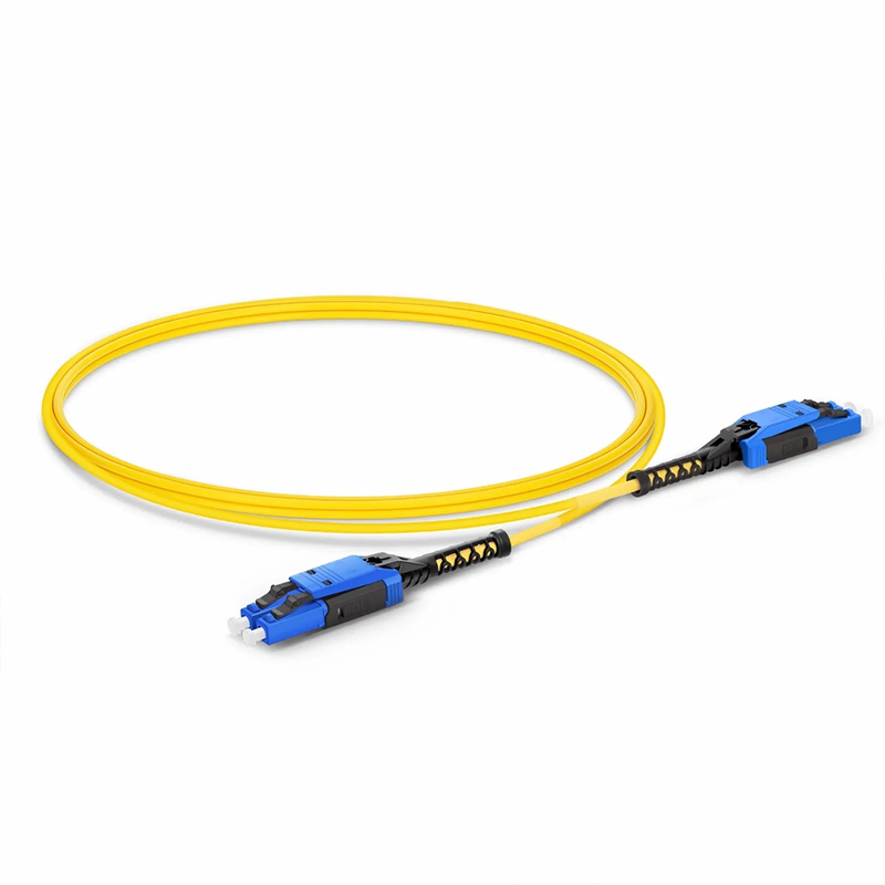 SFPS 1m (3ft) Fiber Patch Cable, 2 Fibers, LC UPC Duplex to LC UPC Duplex Flat Clip with Push-Pull Boot Uniboot, Single Mode (OS2), Riser (OFNR), 2.0mm, Yellow