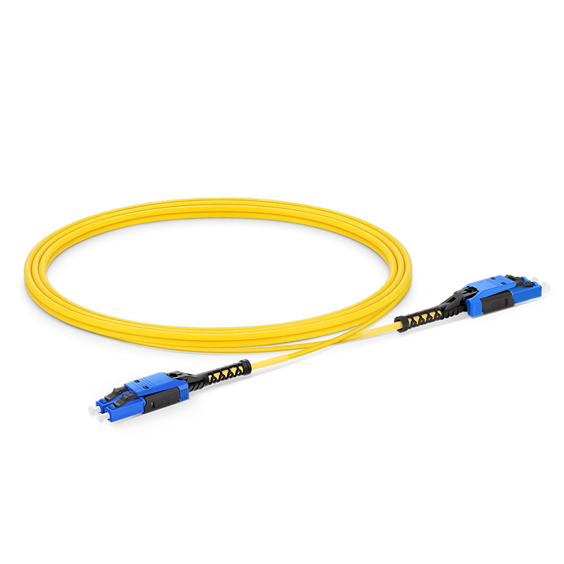 SFPS 3m (10ft) Fiber Patch Cable, 2 Fibers, LC UPC Duplex to LC UPC Duplex Flat Clip with Push-Pull Boot Uniboot, Single Mode (OS2), Riser (OFNR), 2.0mm, Yellow