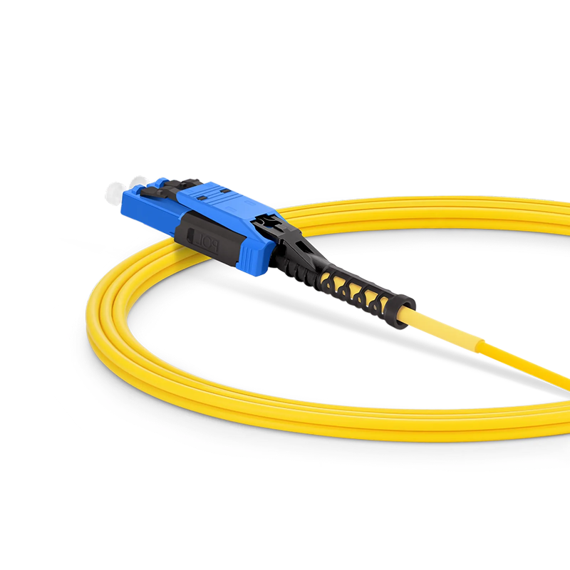 SFPS 3m (10ft) Fiber Patch Cable, 2 Fibers, LC UPC Duplex to LC UPC Duplex Flat Clip with Push-Pull Boot Uniboot, Single Mode (OS2), Riser (OFNR), 2.0mm, Yellow