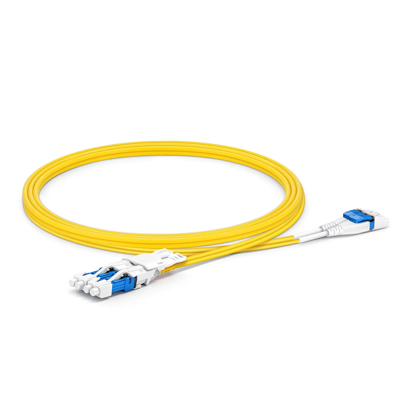 SFPS 1m (3ft) Fiber Patch Cable, 4 Fibers, 2 x CSA UPC Duplex to 2 x LC UPC Duplex Flat Clip Uniboot, Single Mode (OS2), Riser (OFNR), 2.0mm, Yellow, for 200/400/800G Network Connection