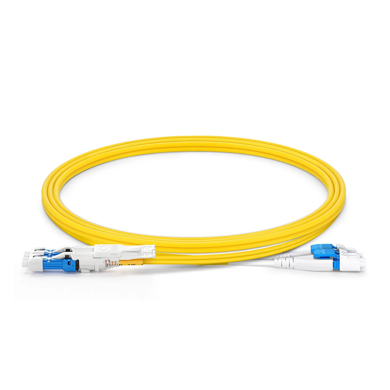 SFPS 1m (3ft) Fiber Patch Cable, 4 Fibers, 2 x CSA UPC Duplex to 2 x LC UPC Duplex Flat Clip Uniboot, Single Mode (OS2), Riser (OFNR), 2.0mm, Yellow, for 200/400/800G Network Connection