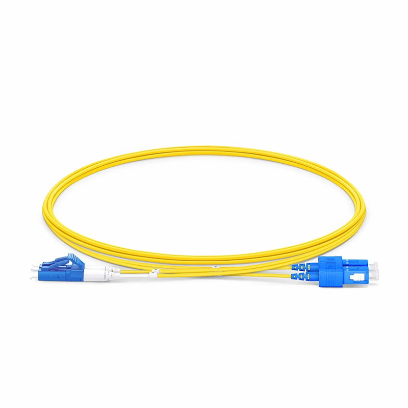 SFPS 2m (7ft) Fiber Patch Cable, 2 Fibers, LC UPC Duplex to SC UPC Duplex, Single Mode (OS2), Riser (OFNR), 1.2mm, Tight-Buffered, Yellow