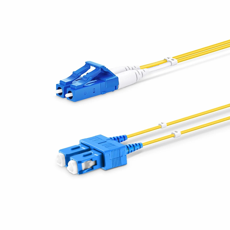 SFPS 2m (7ft) Fiber Patch Cable, 2 Fibers, LC UPC Duplex to SC UPC Duplex, Single Mode (OS2), Riser (OFNR), 1.2mm, Tight-Buffered, Yellow