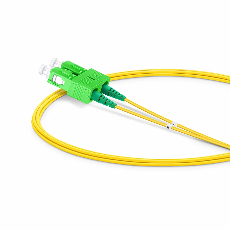 SFPS 2m (7ft) Fiber Patch Cable, 2 Fibers, SC APC Duplex to SC APC Duplex, Single Mode (OS2), Riser (OFNR), 1.2mm, Tight-Buffered, Yellow
