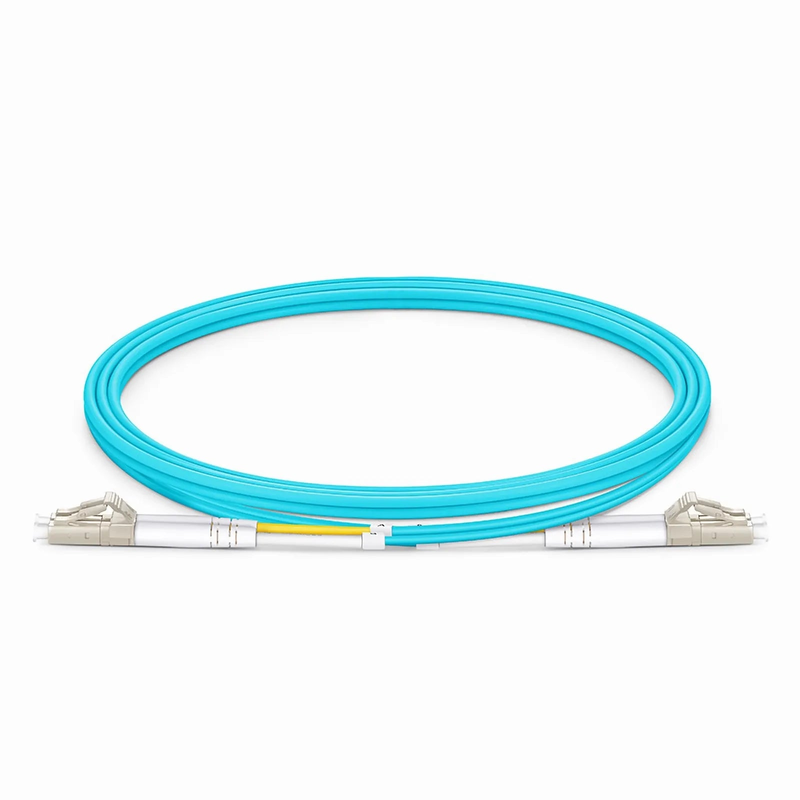 SFPS 2m (7ft) Fiber Patch Cable, 2 Fibers, LC UPC Duplex to LC UPC Duplex, Multimode (OM3), Riser (OFNR), 2.0mm, Tight-Buffered, Aqua, 10 Pcs/Pack