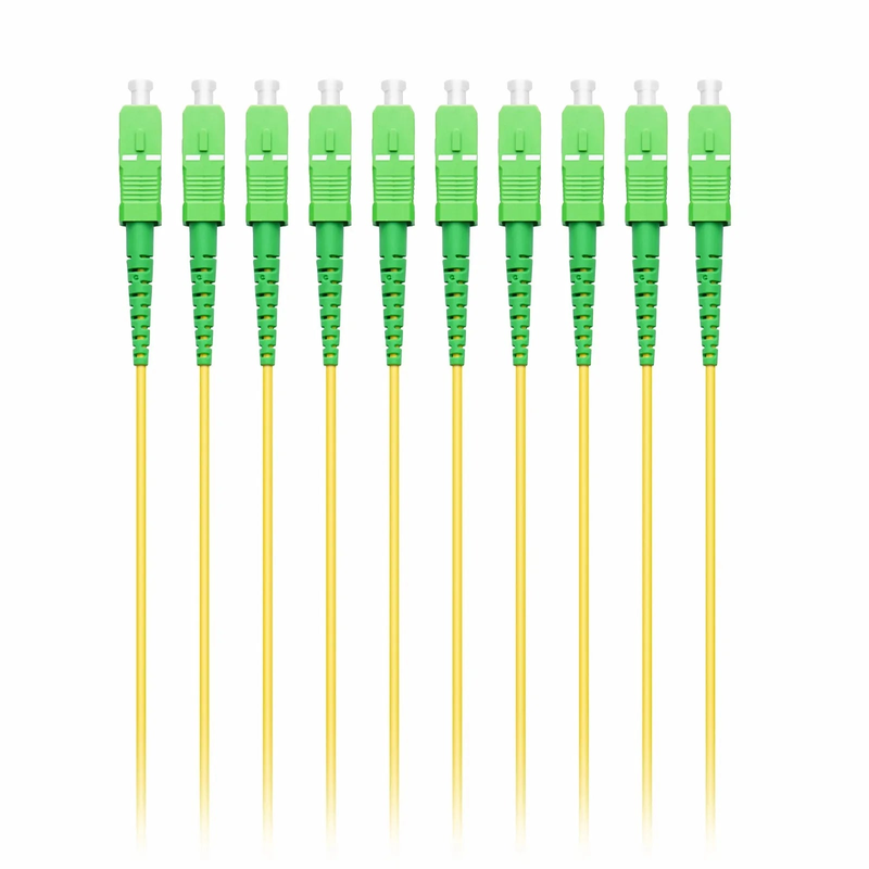SFPS 3m (10ft) Fiber Patch Cable, 1 Fiber, SC APC Simplex to SC APC Simplex, Single Mode (OS2), Riser (OFNR), 2.0mm, Tight-Buffered, Yellow, 10 Pcs/Pack