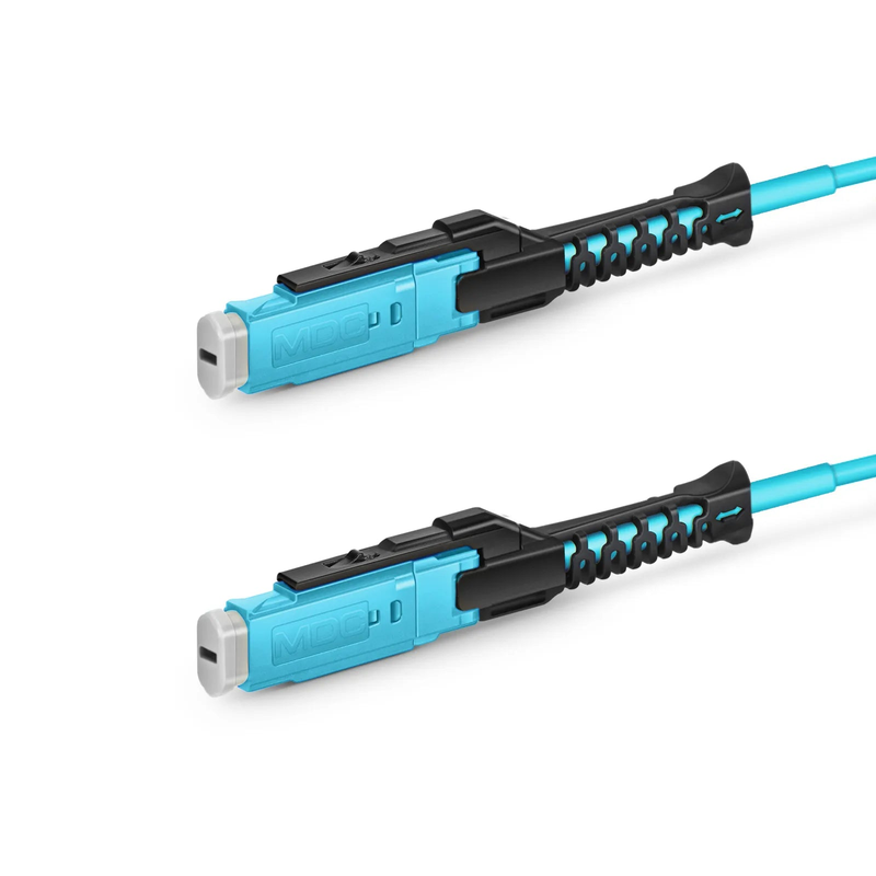 SFPS 10m (33ft) Fiber Patch Cable, 2 Fibers, MDC UPC Duplex to MDC UPC Duplex Uniboot, Multimode (OM4), Riser (OFNR), 2.0mm, Aqua, for 100/400/800G Network Connection