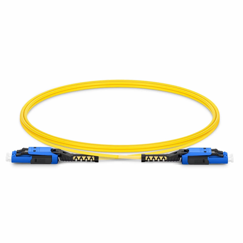 SFPS 1m (3ft) Fiber Patch Cable, 2 Fibers, LC UPC Duplex to LC UPC Duplex Flat Clip with Push-Pull Boot Uniboot, Single Mode (OS2), Riser (OFNR), 2.0mm, Yellow