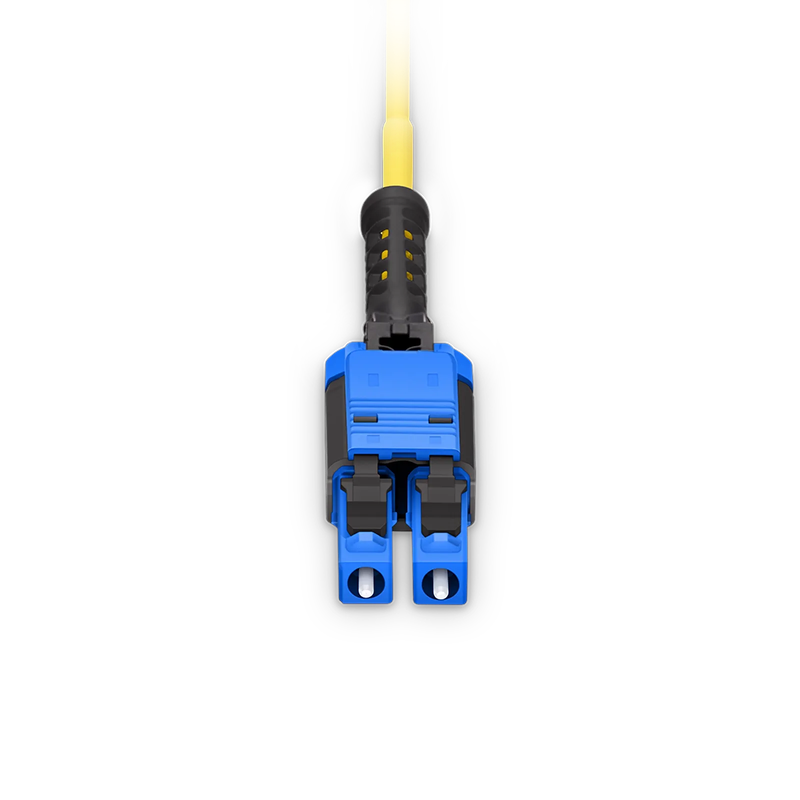 SFPS 1m (3ft) Fiber Patch Cable, 2 Fibers, LC UPC Duplex to LC UPC Duplex Flat Clip with Push-Pull Boot Uniboot, Single Mode (OS2), Riser (OFNR), 2.0mm, Yellow