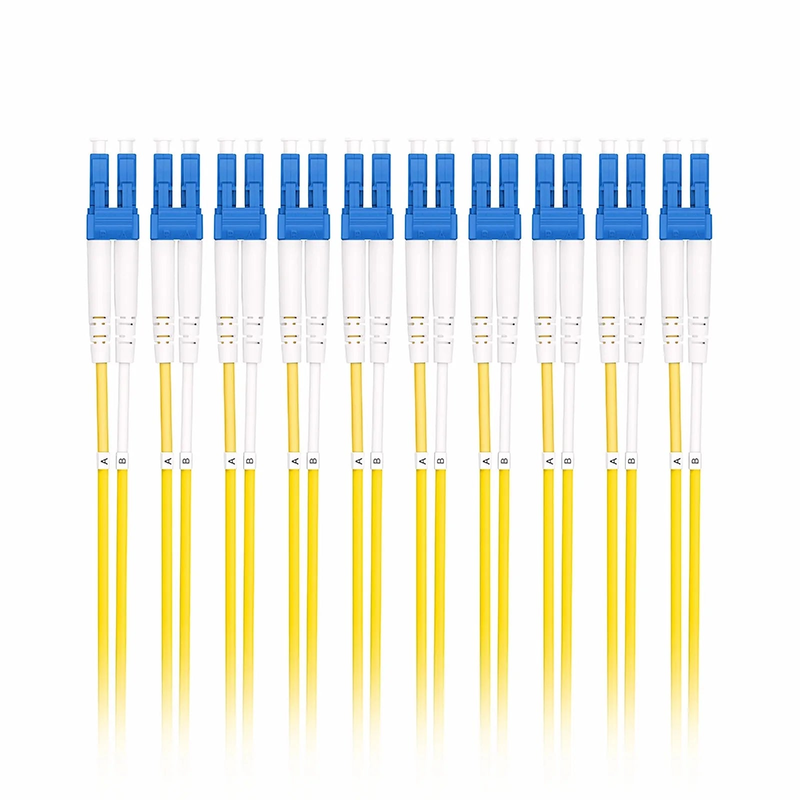 SFPS 1m (3ft) Fiber Patch Cable, 2 Fibers, LC UPC Duplex to LC UPC Duplex, Single Mode (OS2), Riser (OFNR), 2.0mm, Tight-Buffered, Yellow, 10 Pcs/Pack