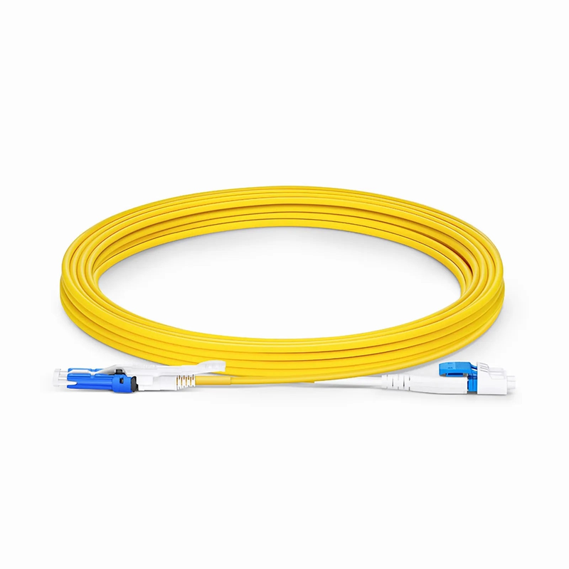 SFPS 5m (16ft) Fiber Patch Cable, 2 Fibers, CSA UPC Duplex to LC UPC Duplex Flat Clip Uniboot, Single Mode (OS2), Riser (OFNR), 2.0mm, Yellow, for 200/400G Network Connection