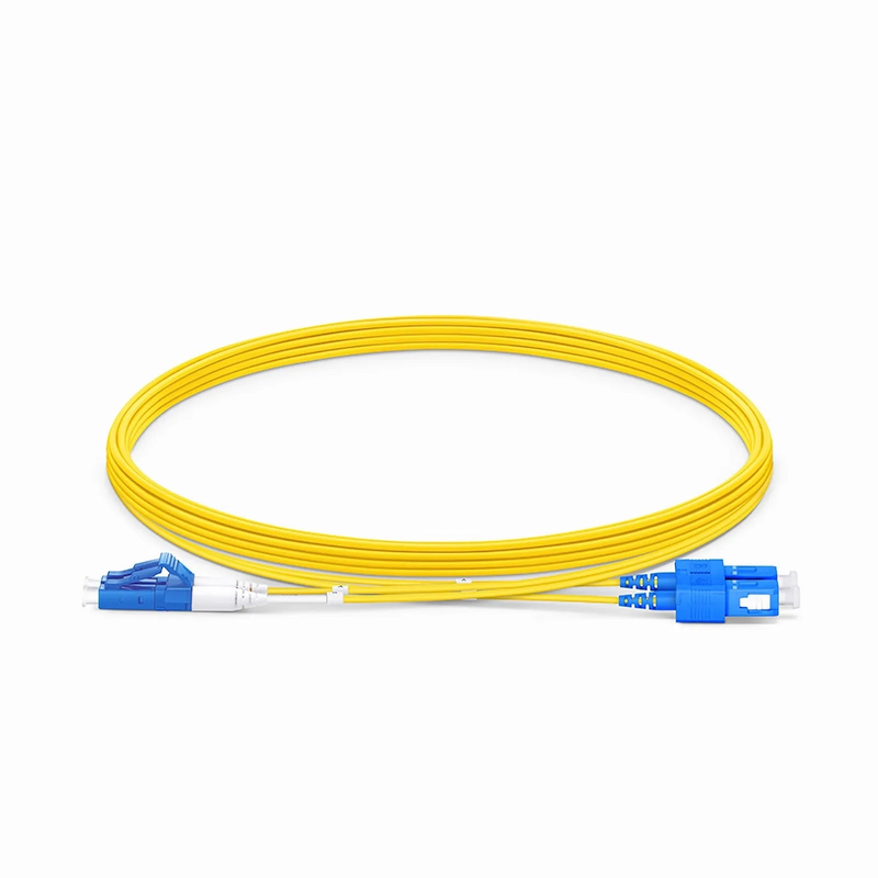 SFPS 5m (16ft) Fiber Patch Cable, 2 Fibers, LC UPC Duplex to SC UPC Duplex, Single Mode (OS2), Riser (OFNR), 1.2mm, Tight-Buffered, Yellow