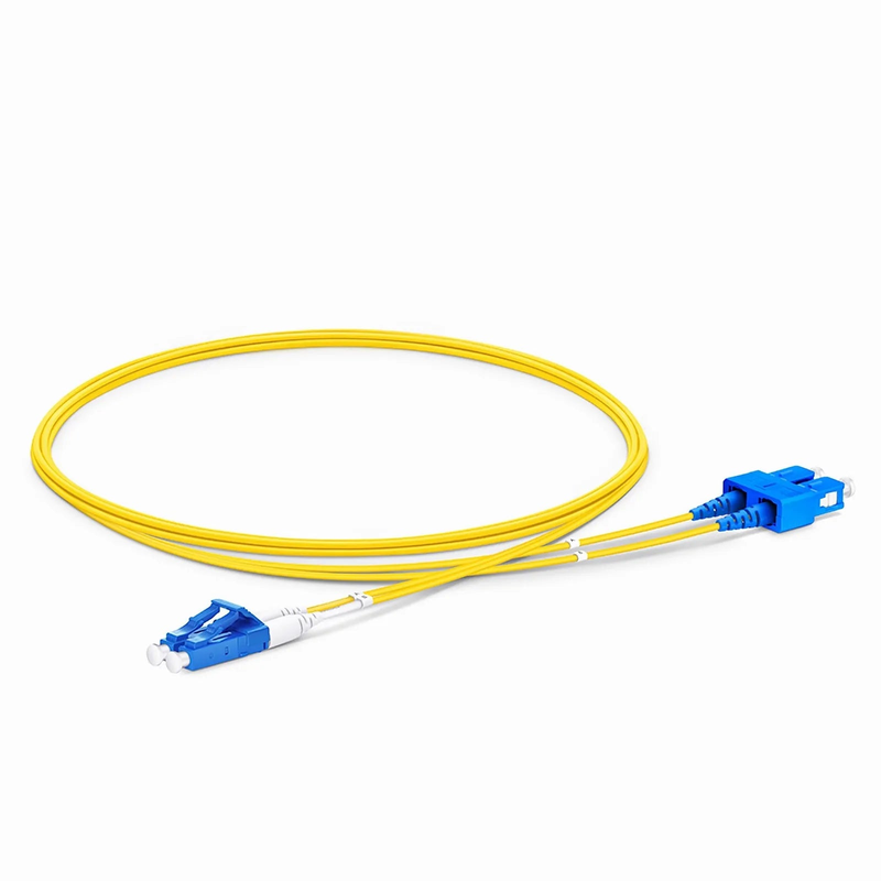 SFPS 2m (7ft) Fiber Patch Cable, 2 Fibers, LC UPC Duplex to SC UPC Duplex, Single Mode (OS2), Riser (OFNR), 1.2mm, Tight-Buffered, Yellow