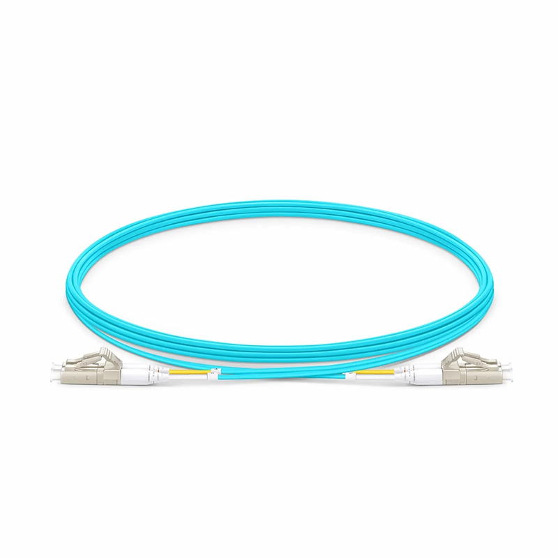 SFPS 3m (10ft) Fiber Patch Cable, 2 Fibers, LC UPC Duplex to LC UPC Duplex, Multimode (OM4), Riser (OFNR), 1.2mm, Tight-Buffered, Aqua