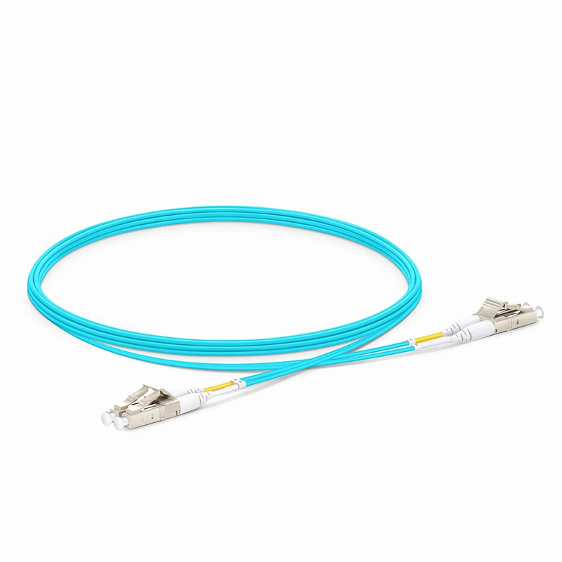 SFPS 3m (10ft) Fiber Patch Cable, 2 Fibers, LC UPC Duplex to LC UPC Duplex, Multimode (OM4), Riser (OFNR), 1.2mm, Tight-Buffered, Aqua