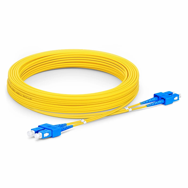 SFPS 10m (33ft) Fiber Patch Cable, 2 Fibers, SC UPC Duplex to SC UPC Duplex, Single Mode (OS2), Riser (OFNR), 2.0mm, Tight-Buffered, Yellow