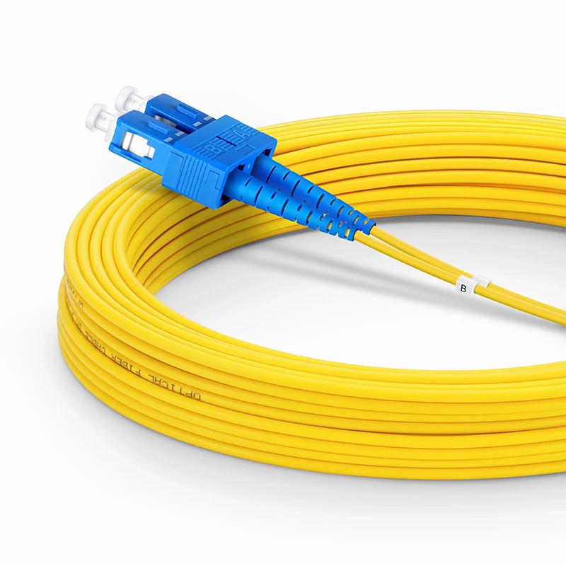SFPS 10m (33ft) Fiber Patch Cable, 2 Fibers, SC UPC Duplex to SC UPC Duplex, Single Mode (OS2), Riser (OFNR), 2.0mm, Tight-Buffered, Yellow