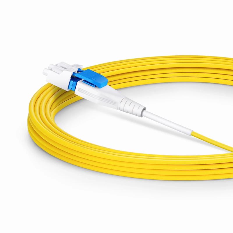 SFPS 5m (16ft) Fiber Patch Cable, 2 Fibers, SN UPC Duplex to LC UPC Duplex Flat Clip Uniboot, Single Mode (OS2), Riser (OFNR), 1.6mm, Yellow, for 400G Network Connection