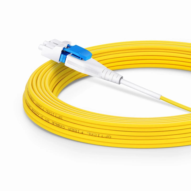 SFPS 10m (33ft) Fiber Patch Cable, 2 Fibers, SN UPC Duplex to LC UPC Duplex Flat Clip Uniboot, Single Mode (OS2), Riser (OFNR), 1.6mm, Yellow, for 400G Network Connection