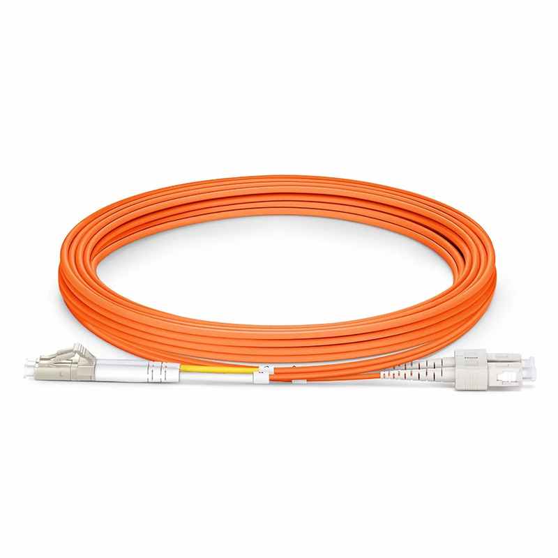 SFPS 3m (10ft) Fiber Patch Cable, 2 Fibers, G.651, LC UPC Duplex to SC UPC Duplex, Multimode (OM1), Riser (OFNR), 2.0mm, Tight-Buffered, Orange