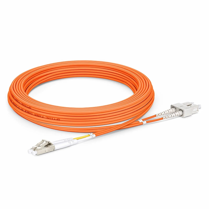 SFPS 5m (16ft) Fiber Patch Cable, 2 Fibers, G.651, LC UPC Duplex to SC UPC Duplex, Multimode (OM1), Riser (OFNR), 2.0mm, Tight-Buffered, Orange